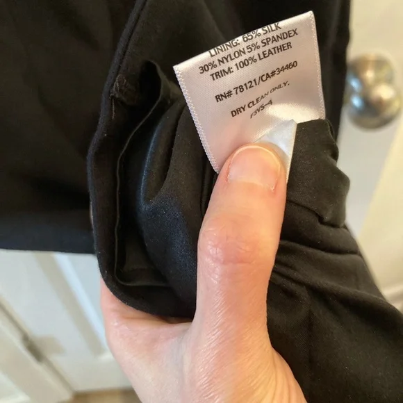 Eileen Fisher black ponte leather trim dress XS - Picture 4 of 9